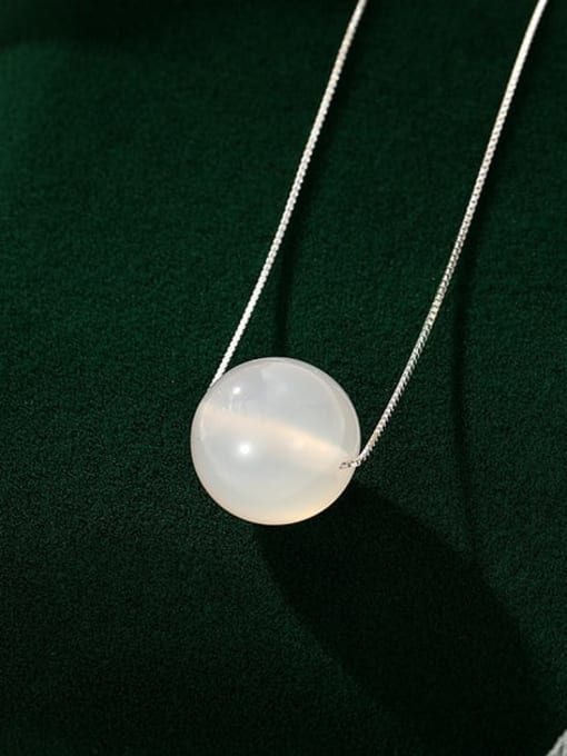 NS1088 [14mm] 925 Sterling Silver Bead Round Minimalist Necklace